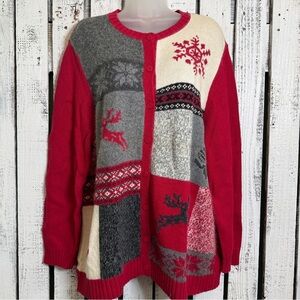 VTG Cherokee Holiday Cardigan Sweater Ugly Christmas Mohair/Cotton Blend Size 1X